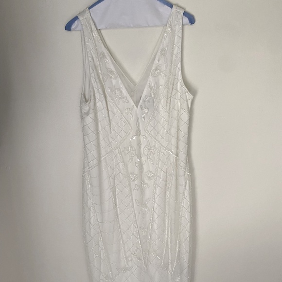 Adrianna Papell, white, beaded and embellished dress, size 14 - Picture 1 of 5